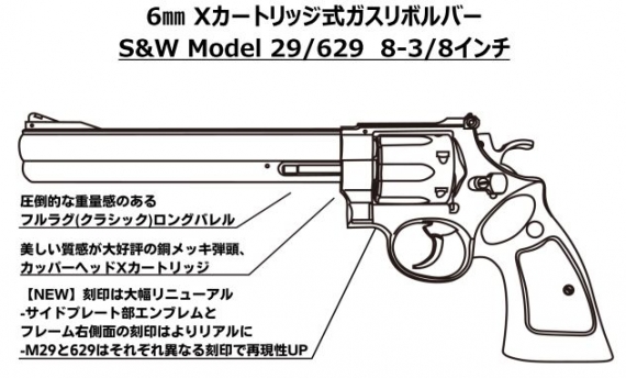マルシン S&W Model 29/629 8−3/8インチ 6mm Xカートリッジ式ガスリボルバー [ミリタリーショップTANK]
